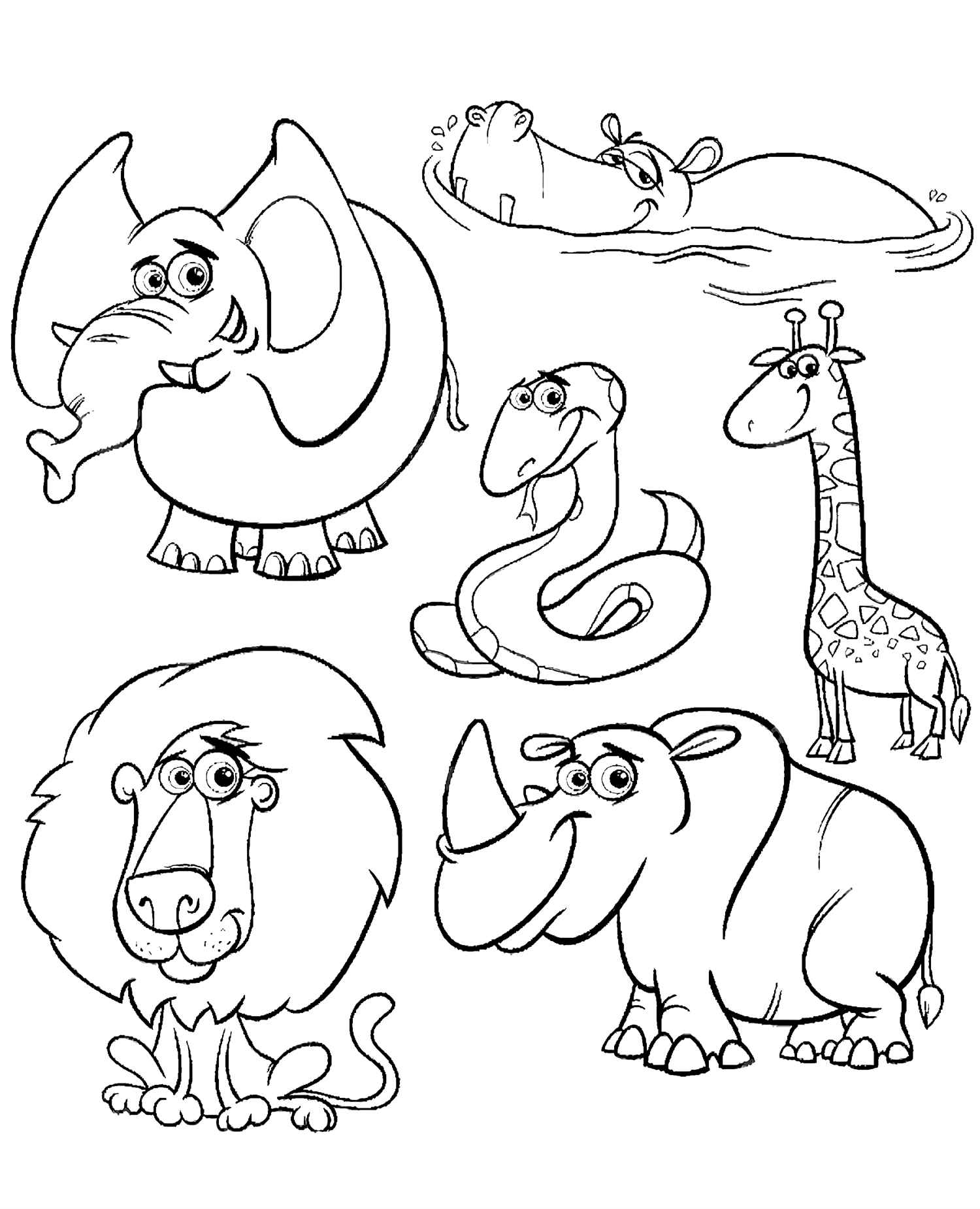 Free African Animals Coloring Pages Pdf - African Animals Simple Coloring Page
