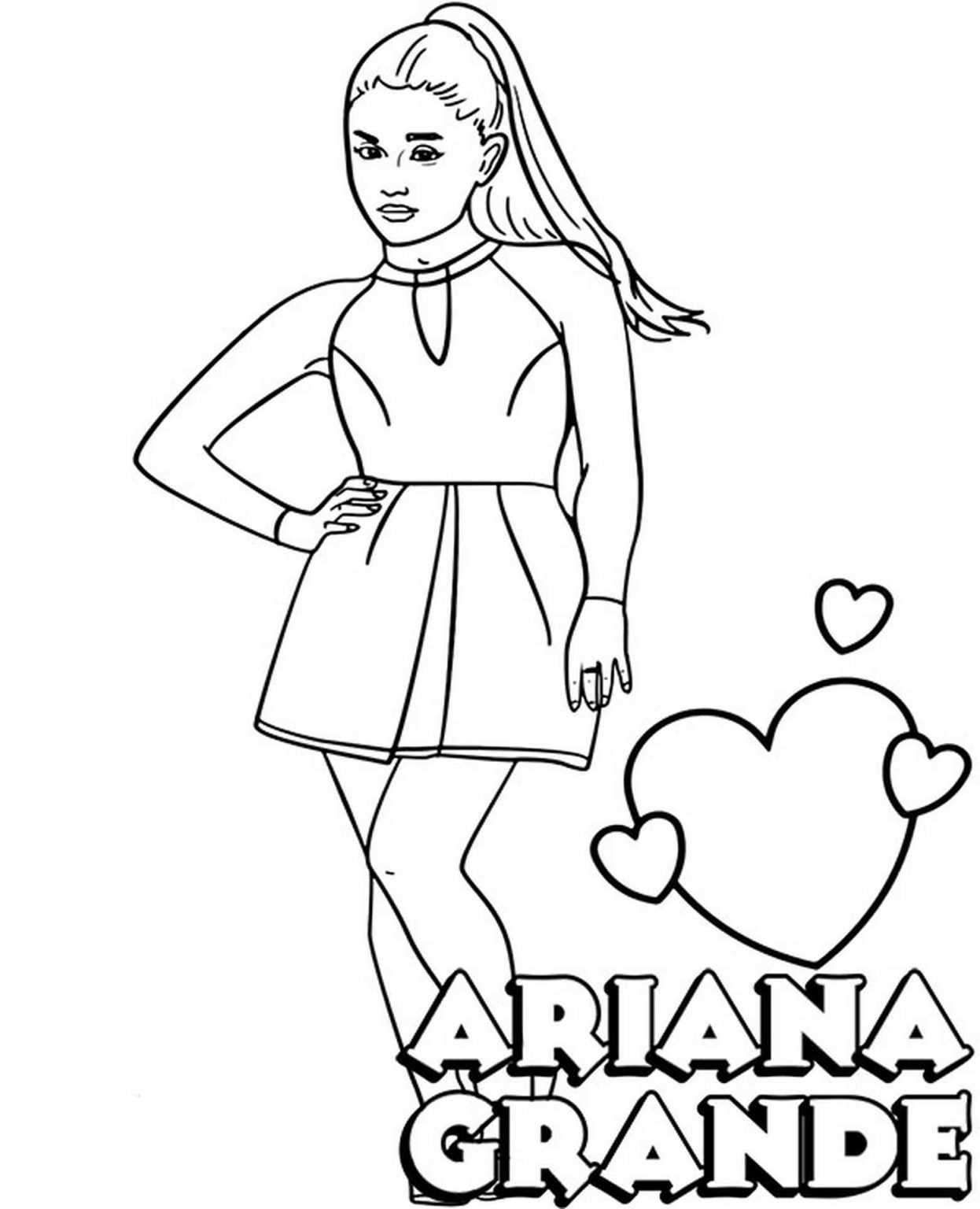 Printable Ariana Grande Coloring Pages Pdf - Ariana Grande Pop Star Coloring Page