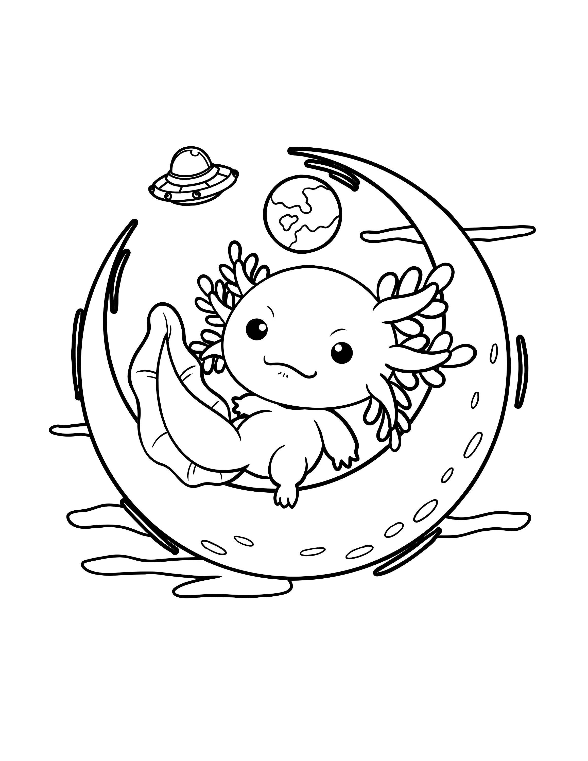 Axolotl Coloring Pages to Print - Cartoon Axolotl Coloring Pages