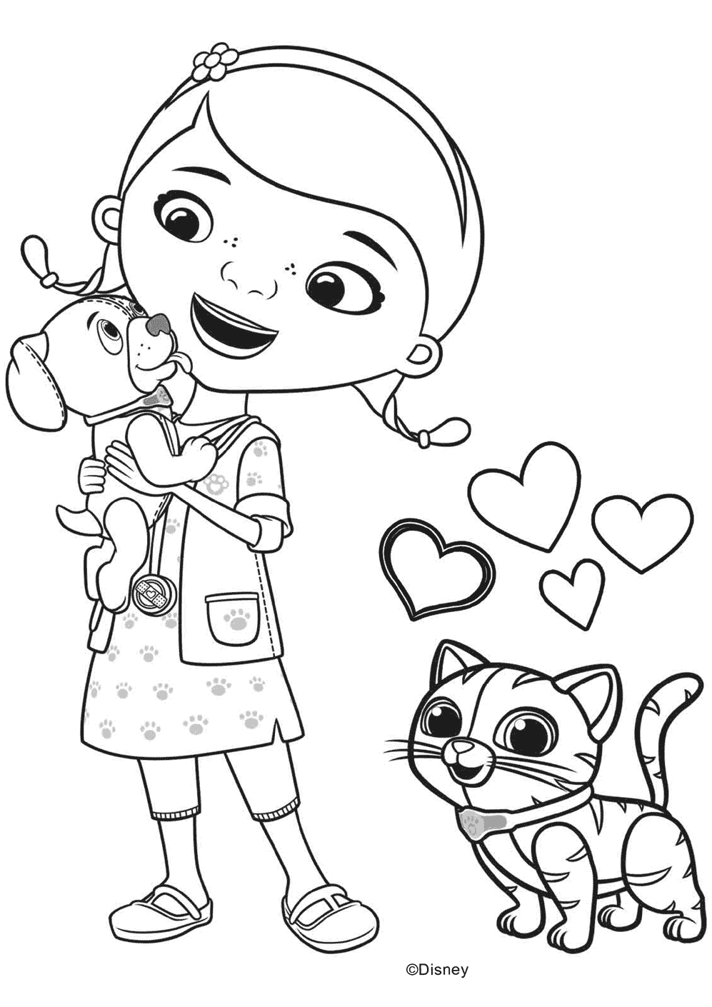 Free Printable Doc Mcstuffins Coloring Pages Pdf - Doc Mcstuffins With Findo And Whispers Coloring Page