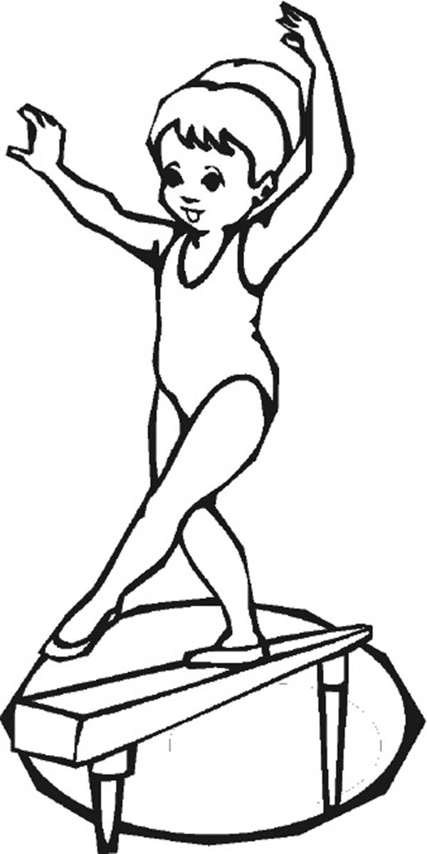 Printable Gymnastics Coloring Pages Pdf - Gymnastics Balancing Woman Olympic Games Coloring Page