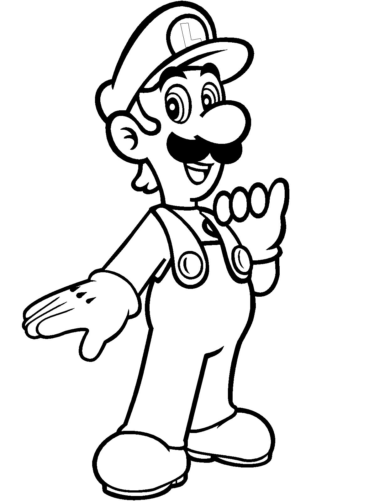 Luigi Coloring Pages Pdf to Print - Luigi From Mario Bros Coloring Page