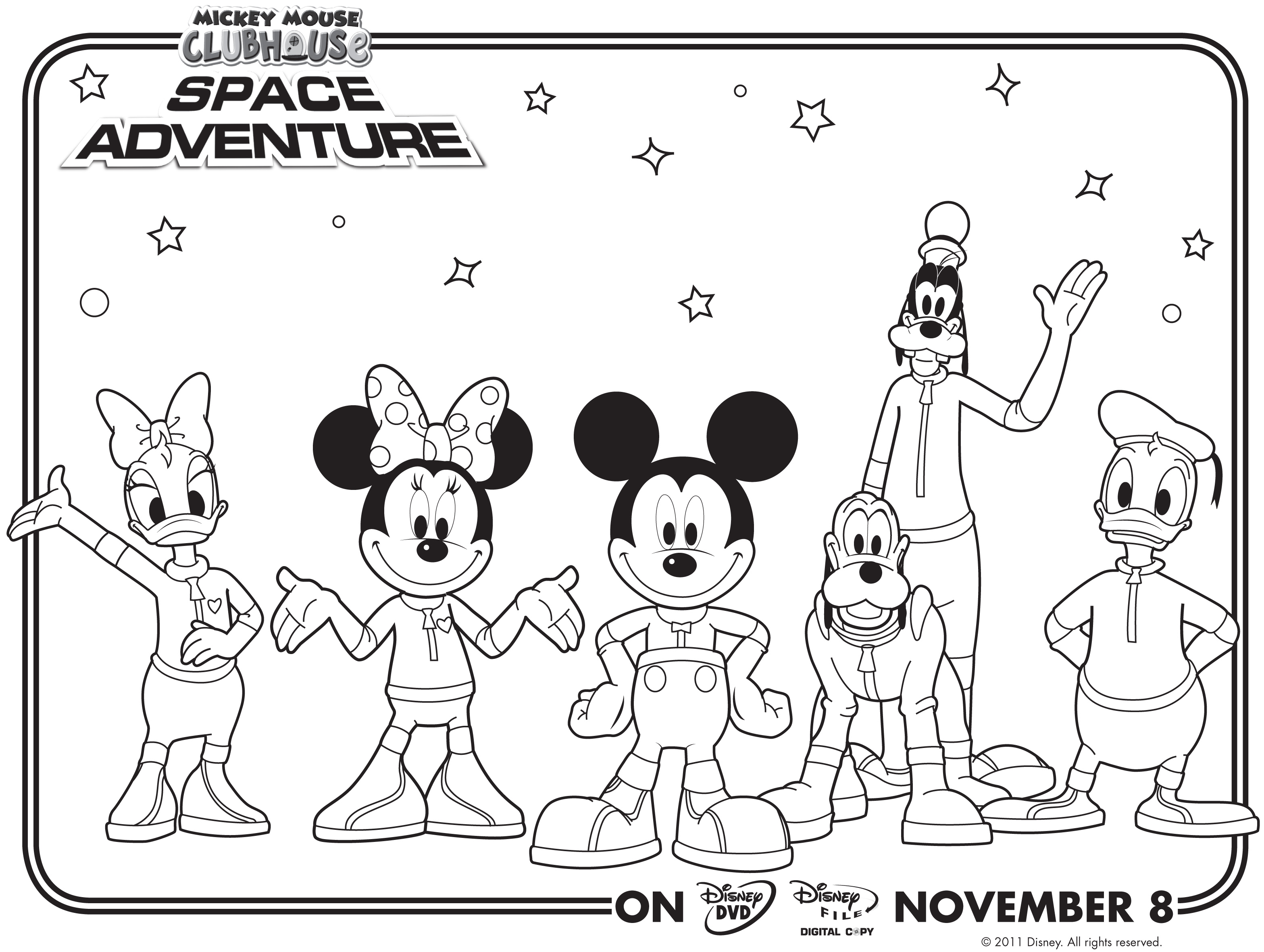 Mickey Mouse Clubhouse Coloring Pages For Kids - Mickey Mouse Space Adventure Coloring Page