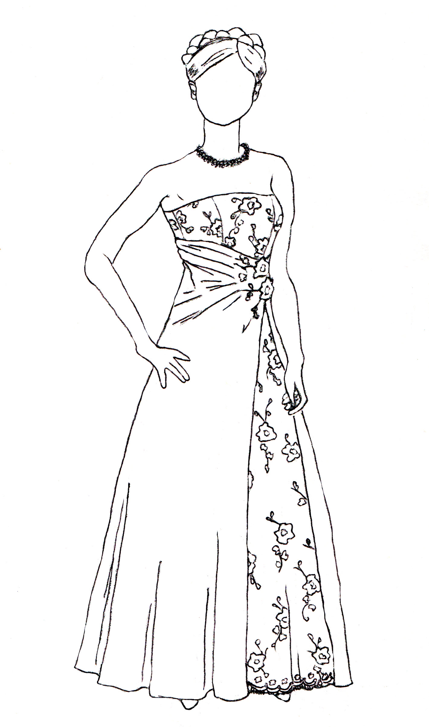 Pretty Ball Gown Dress Coloring Pages Pdf - Printable Ball Gown Dress Coloring Pages