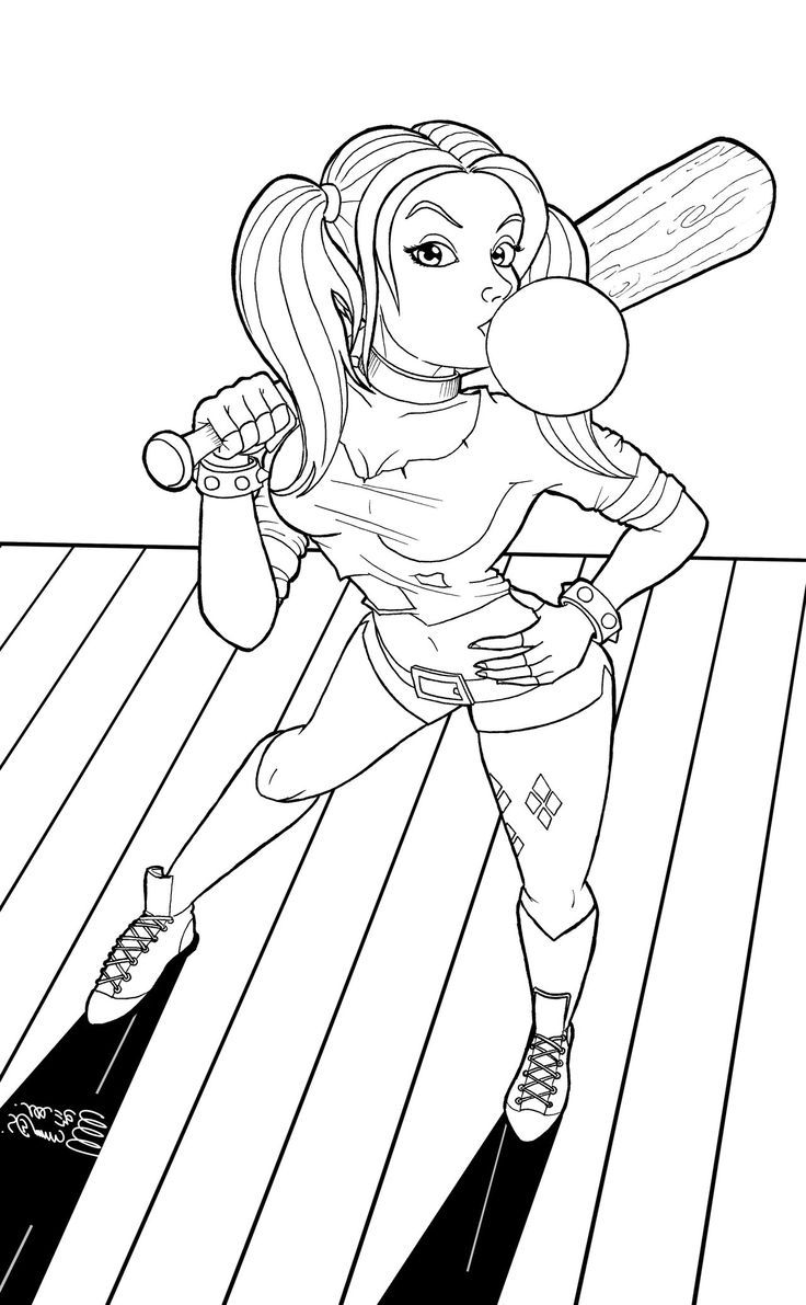 Harley Quinn Coloring Pages - Realistic Harley Quinn Coloring Page