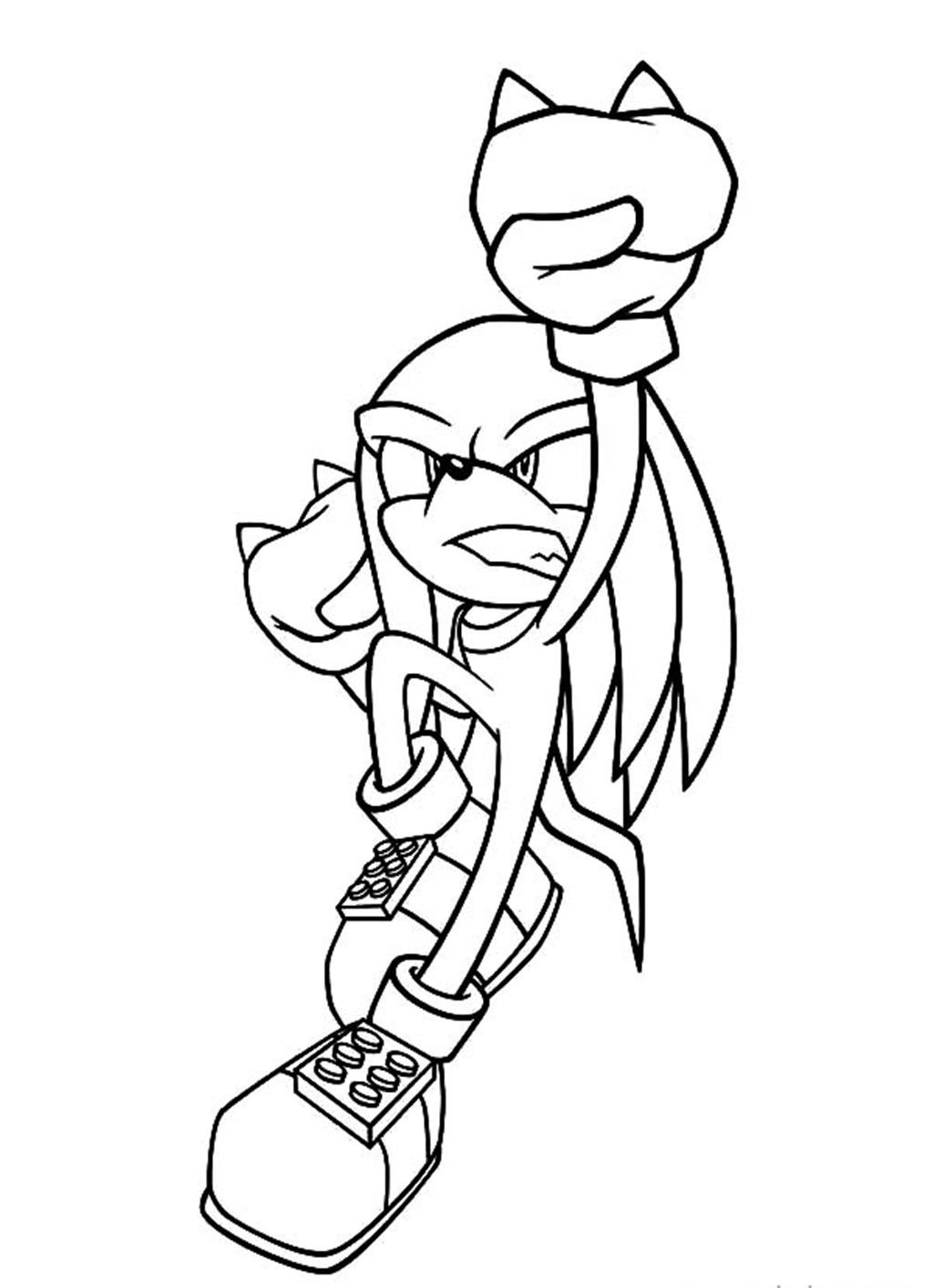 Printable Knuckles Coloring Pages - SEGA Knuckles The Echidna Coloring Pages