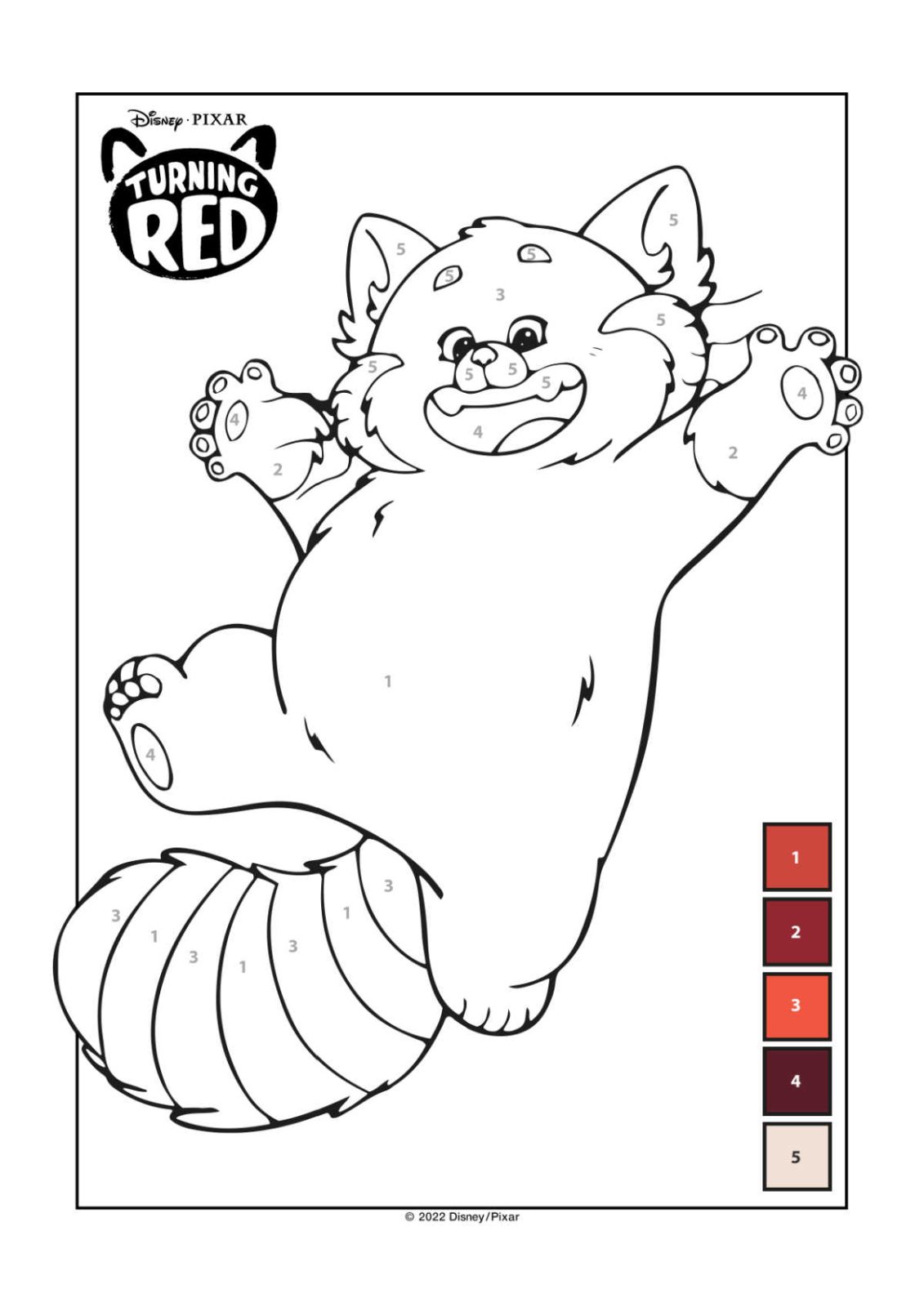 Turning Red Coloring Pages - Turning Red Coloring Pages By Number