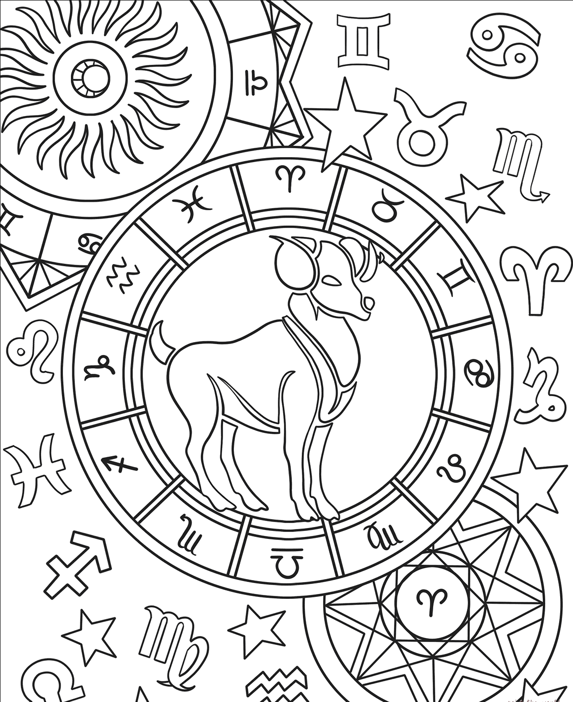 Aries Coloring Pages Pdf to Print - aries zodiac sign coloring page