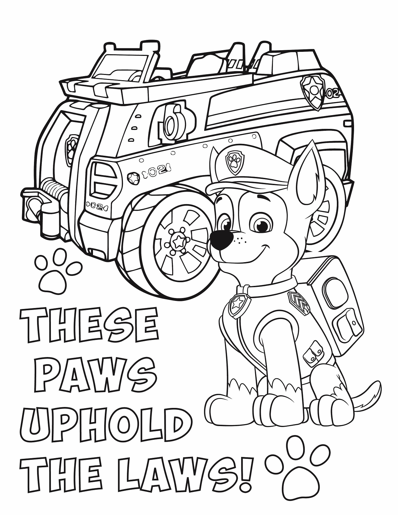 Printable Chase Paw Patrol Coloring Pages - chase police car paw patrol coloring page