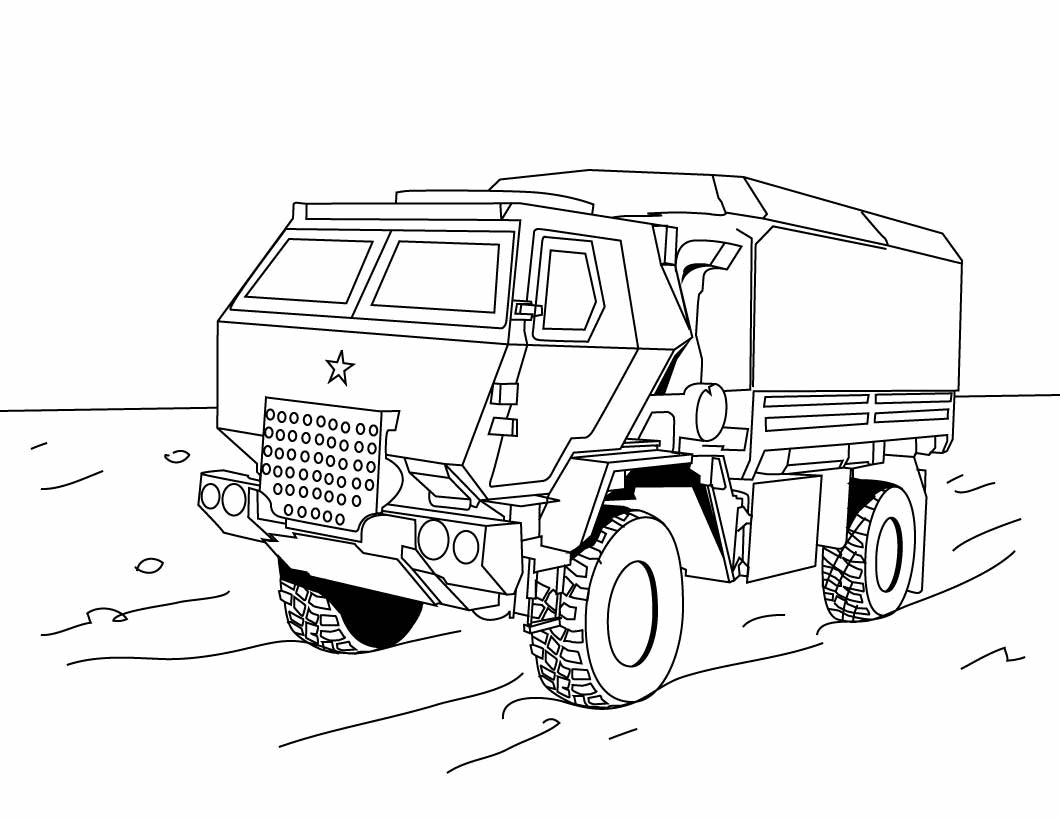 Printable Army Truck Coloring Pages Pdf - military off road truck printable coloring page