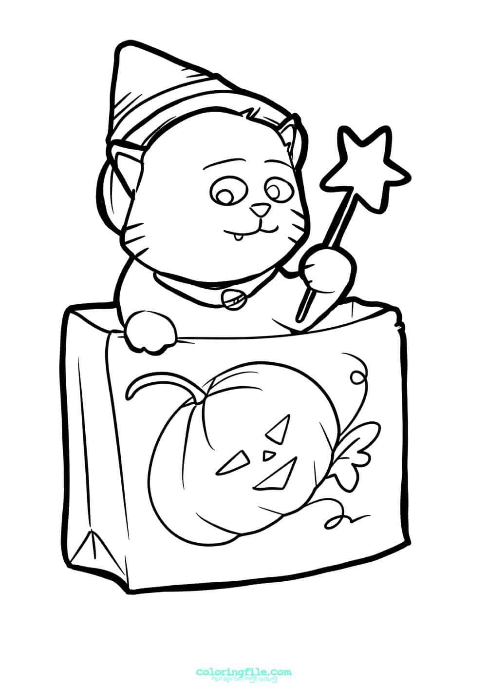 Cat in a bag halloween coloring pages