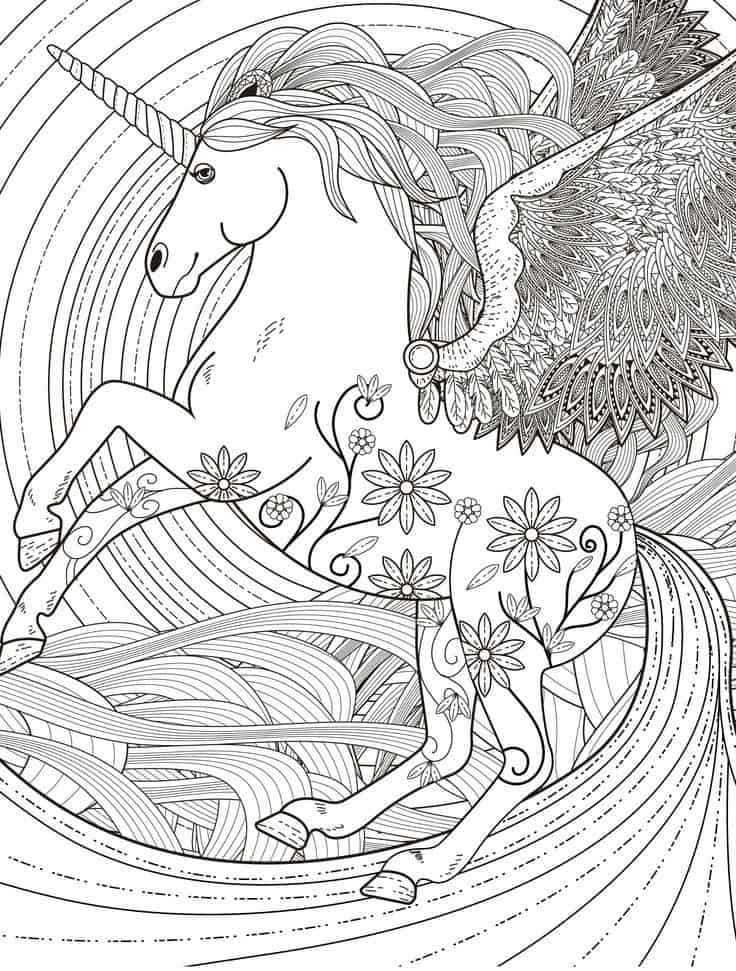 Complex Unicorn For Adult Coloring