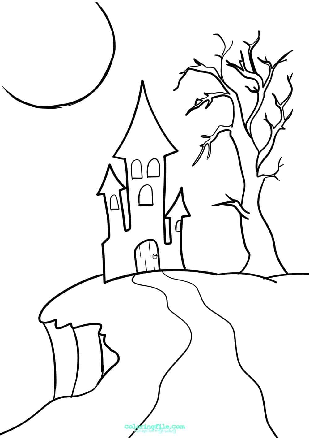 Halloween castle coloring pages