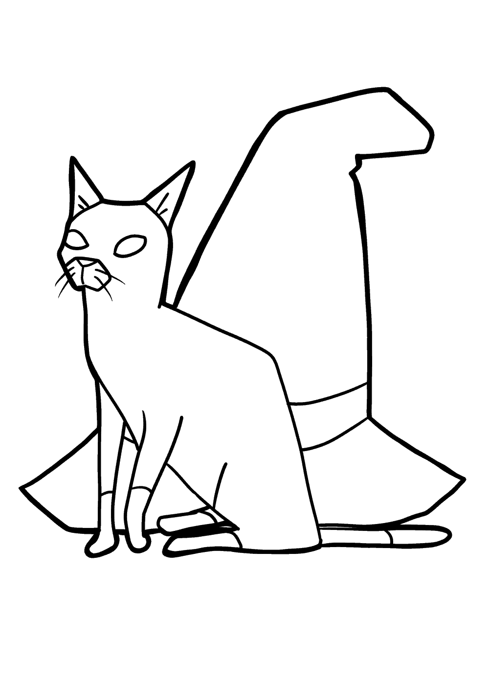 Halloween cat and hat coloring pages