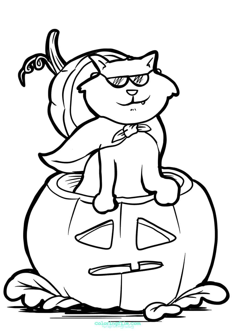Halloween cat and pumpkin coloring pages