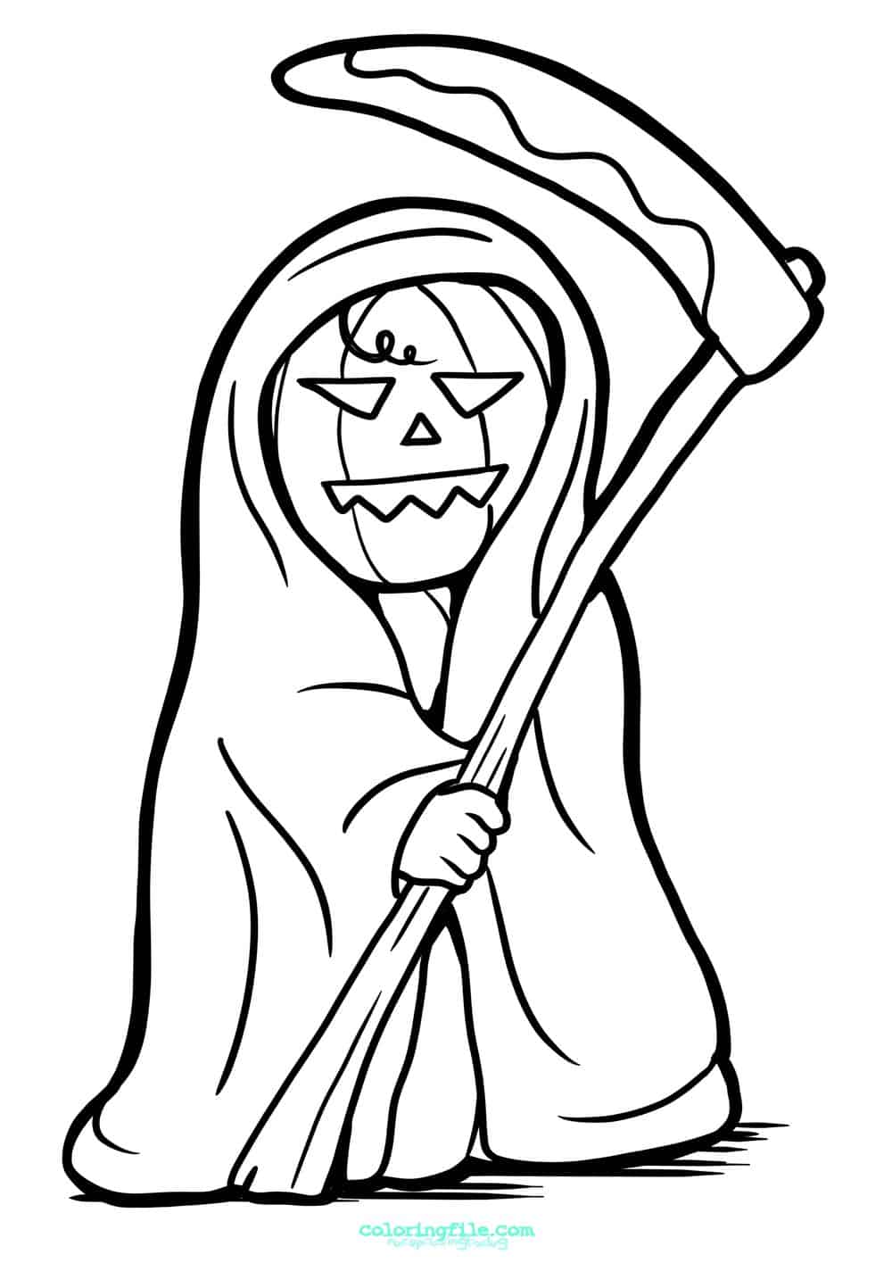 Halloween death pumpkin coloring pages