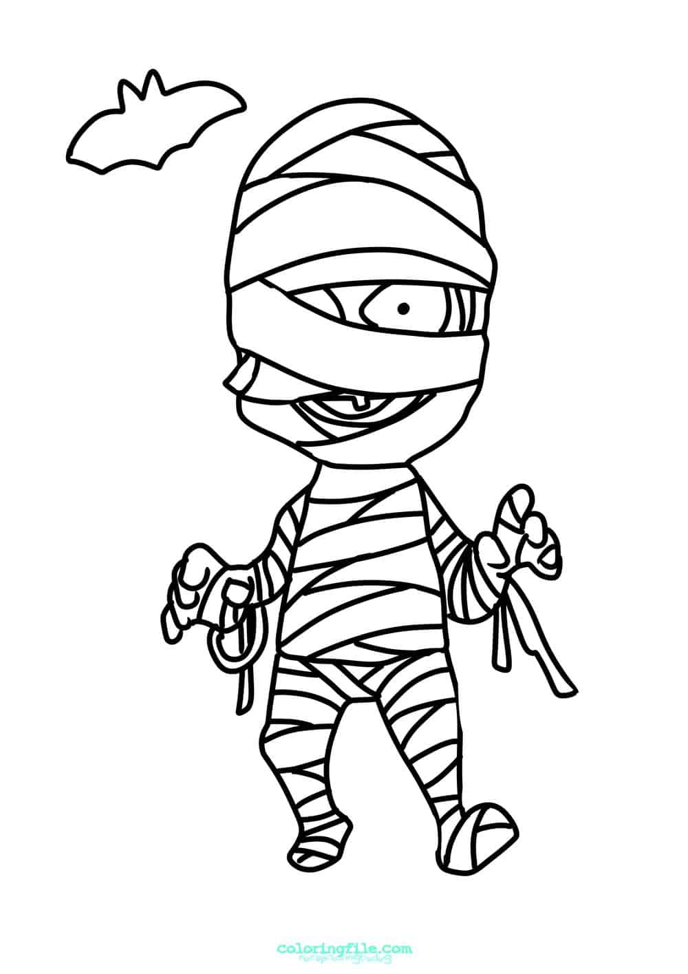 Halloween mummy boy coloring pages