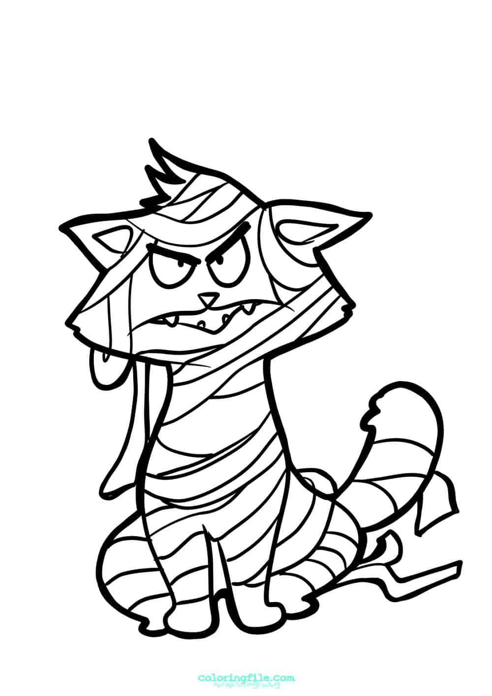 Halloween mummy cat coloring pages