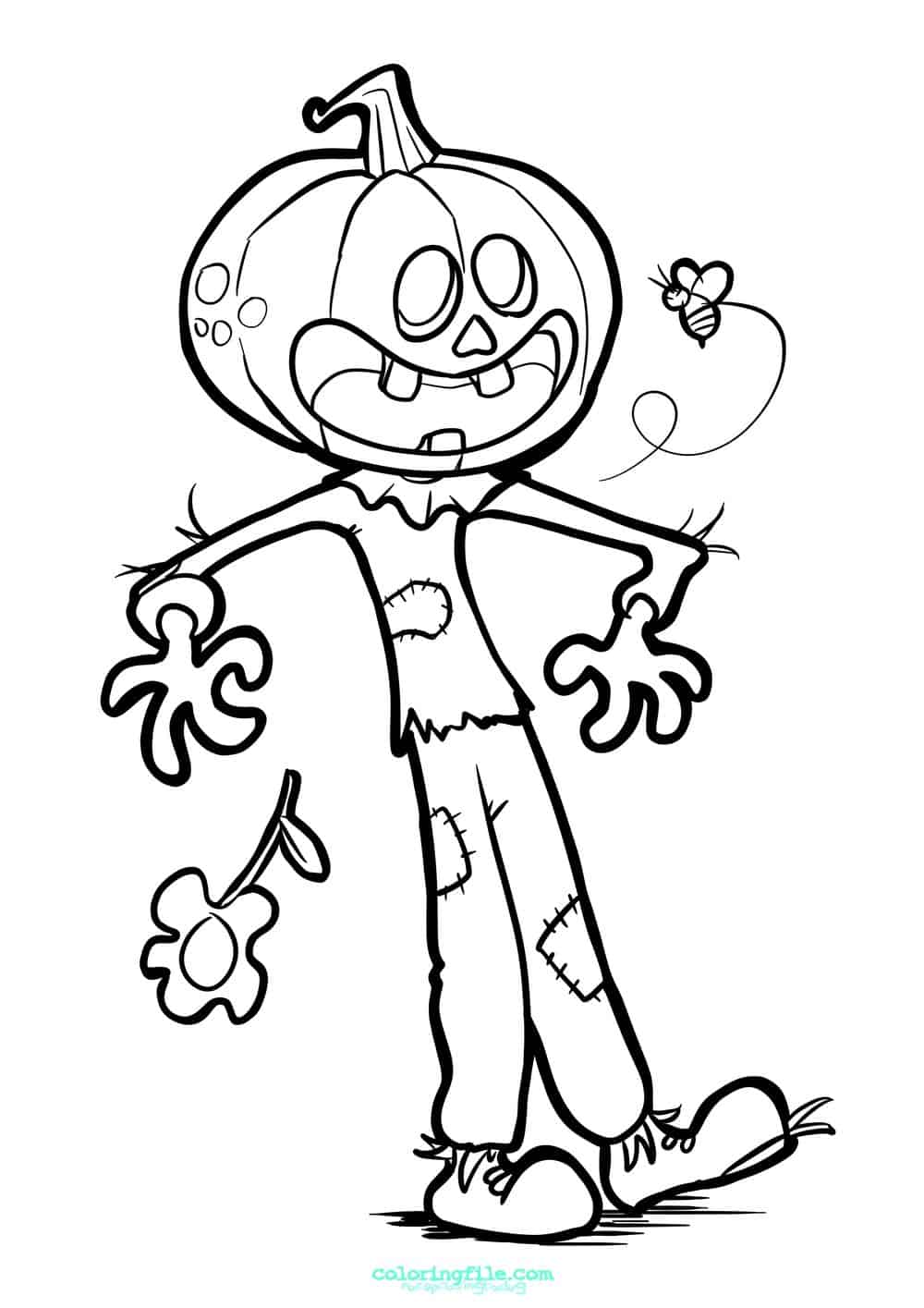 Halloween pumpkin scarecrow coloring pages