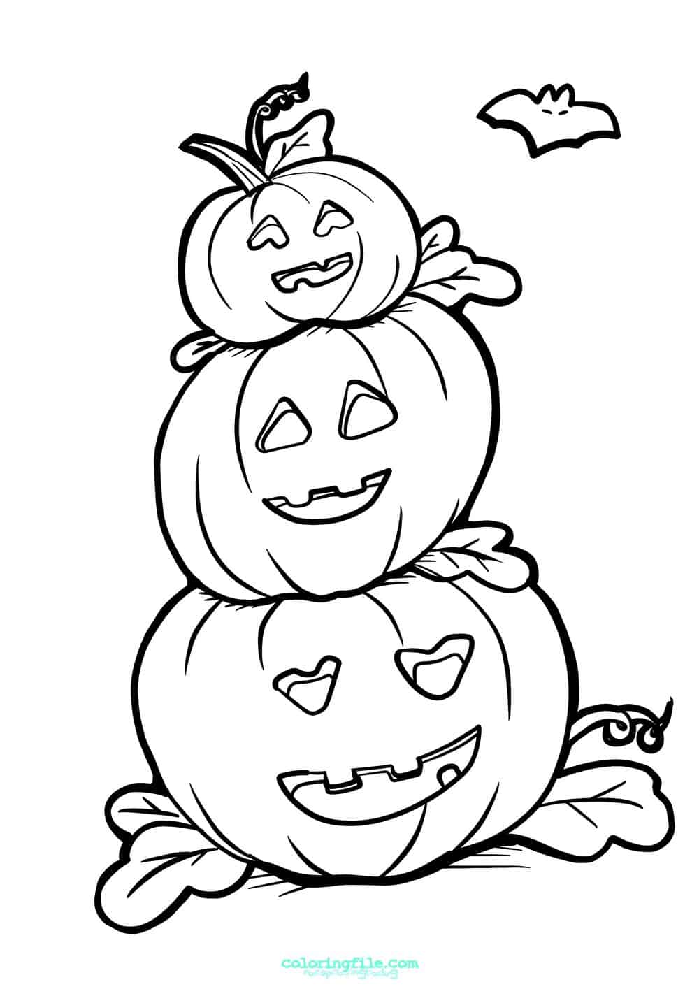 Halloween pumpkin stack coloring pages