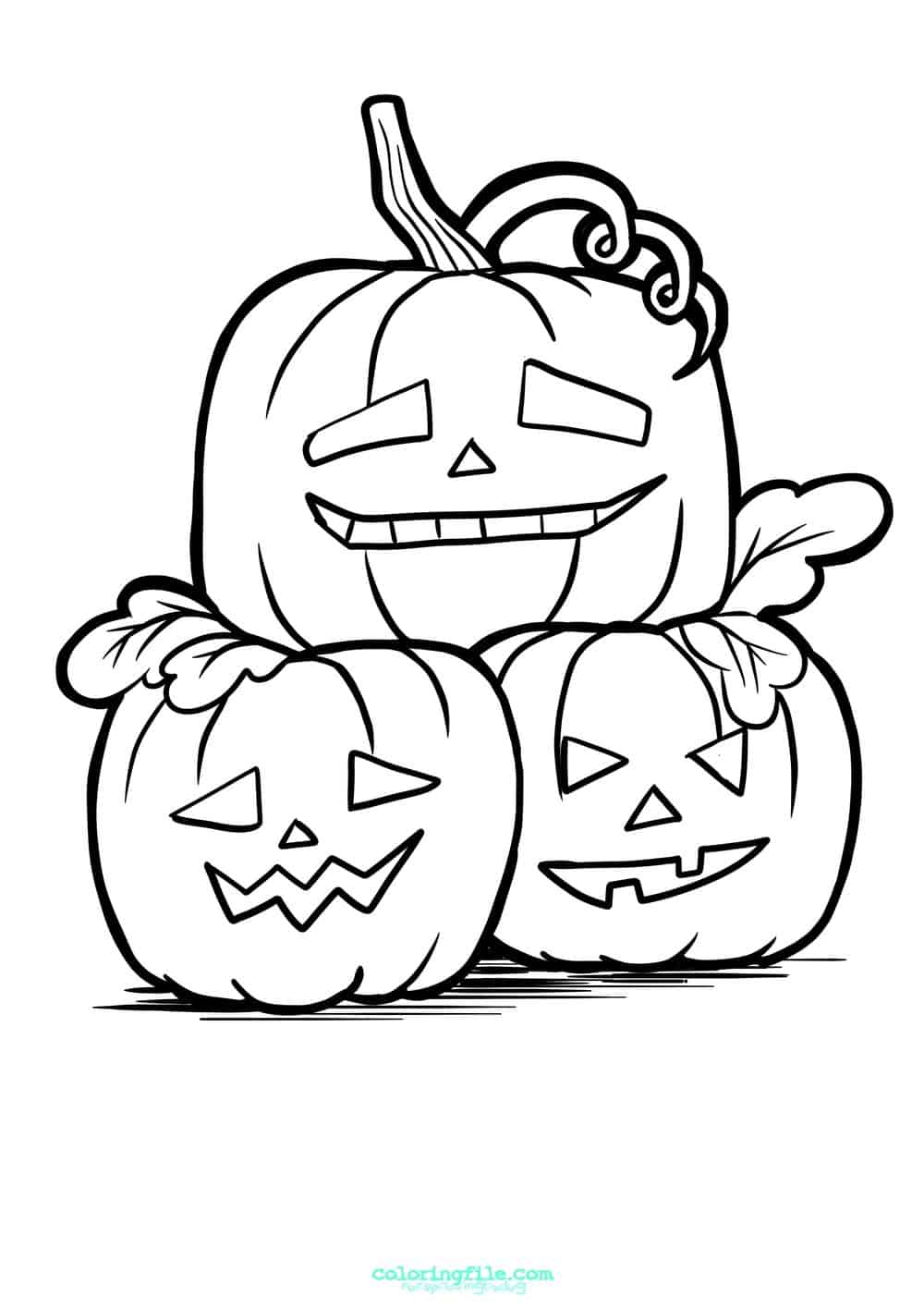 Halloween stacked pumpkin coloring pages
