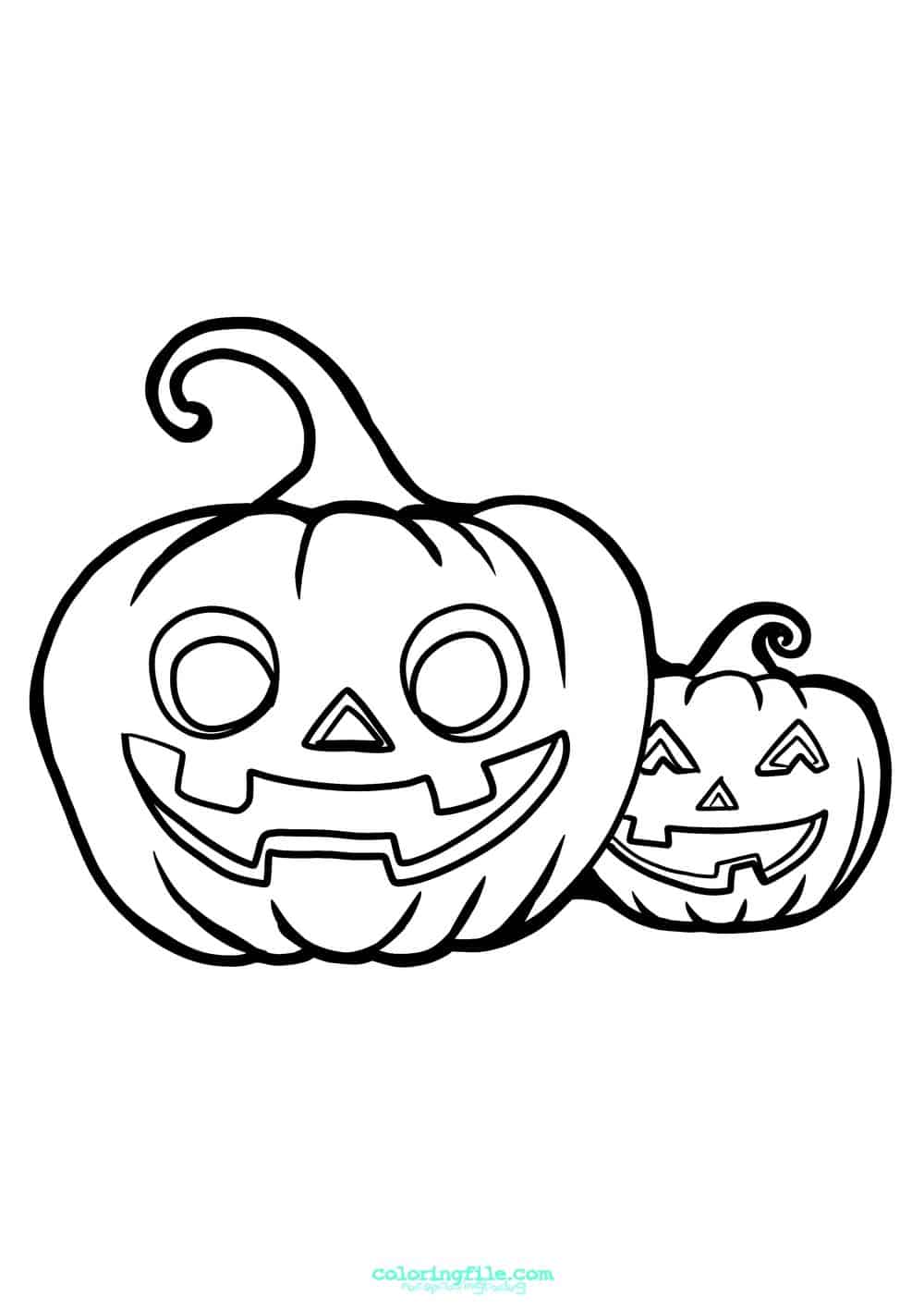 Halloween two pumpkin coloring pages