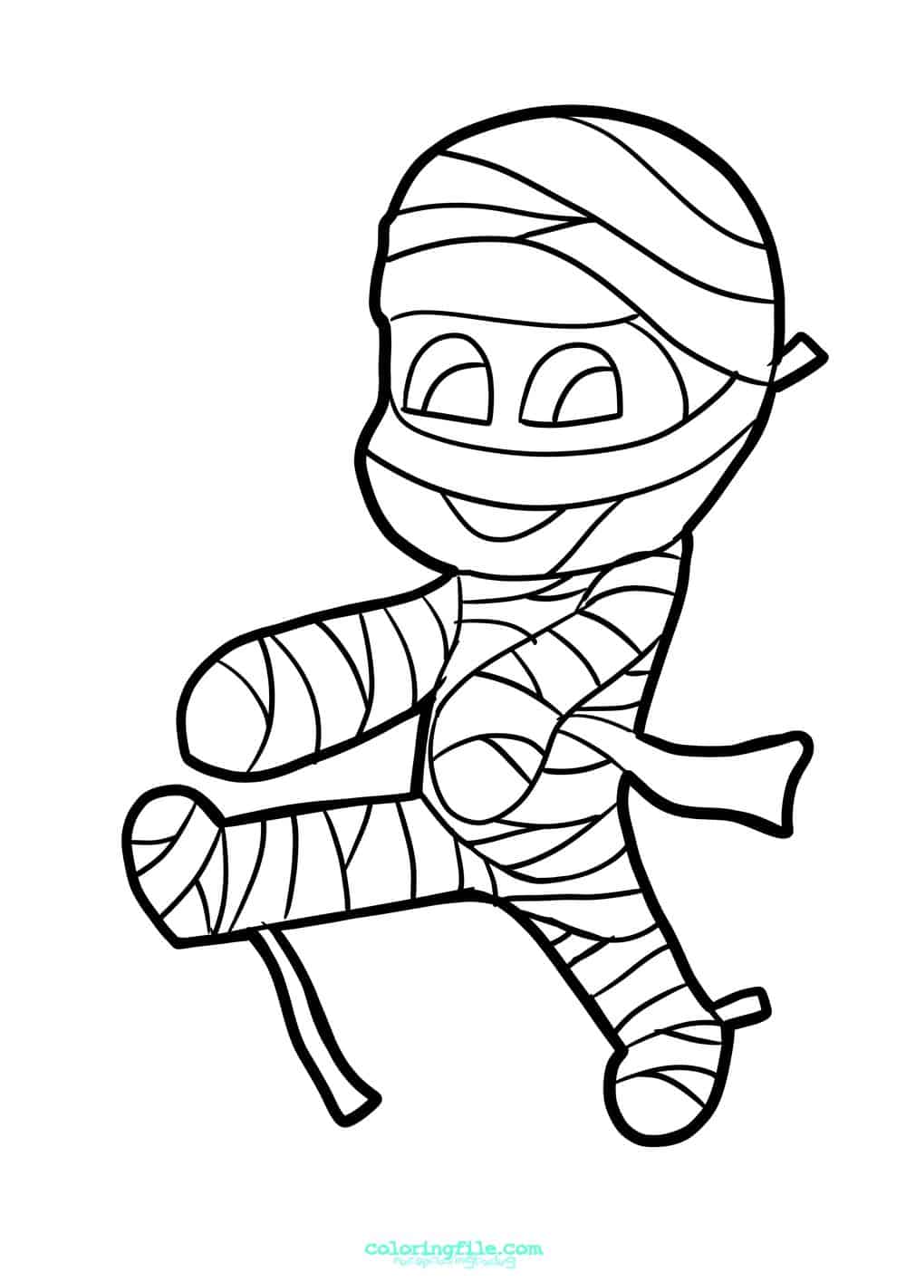 Halloween walking mummy coloring pages