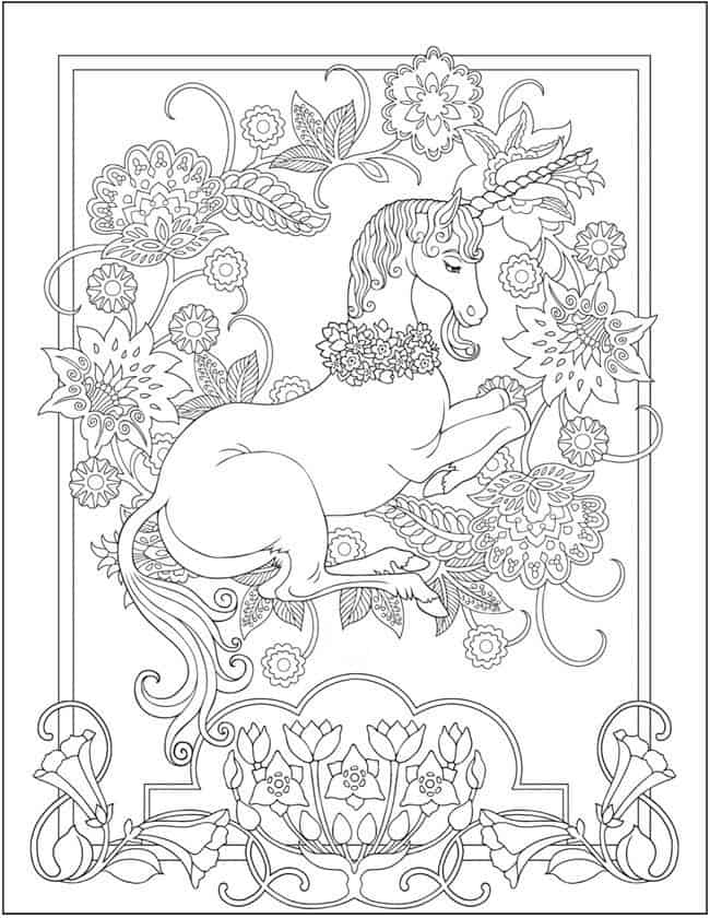 Pretty Unicorn Coloring Page For Adults