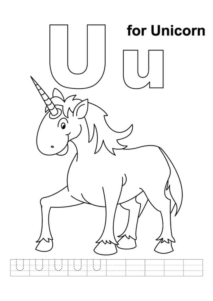 U For Unicorn Coloring Pages