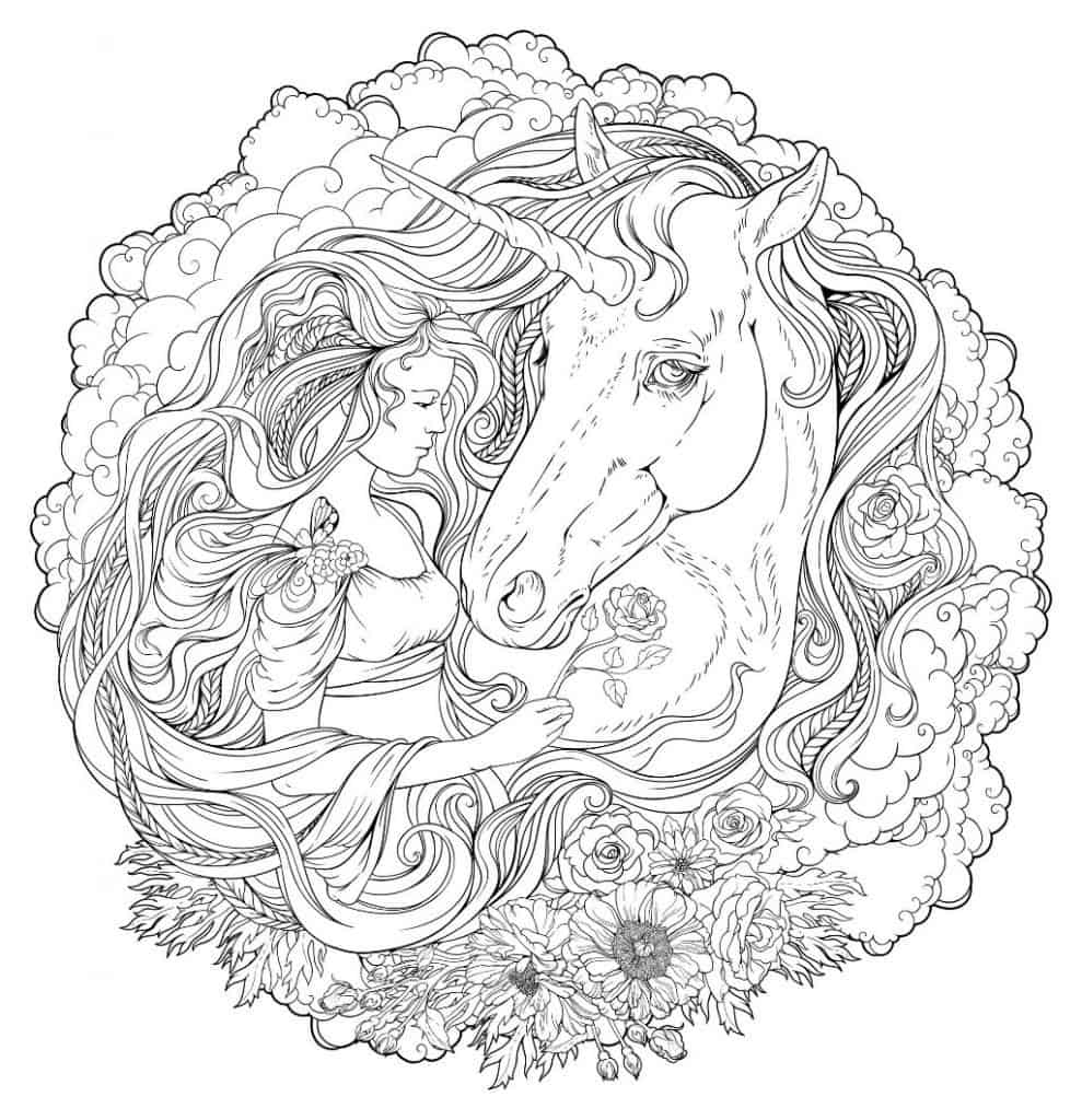 Unicorn Face Coloring Page For Adults