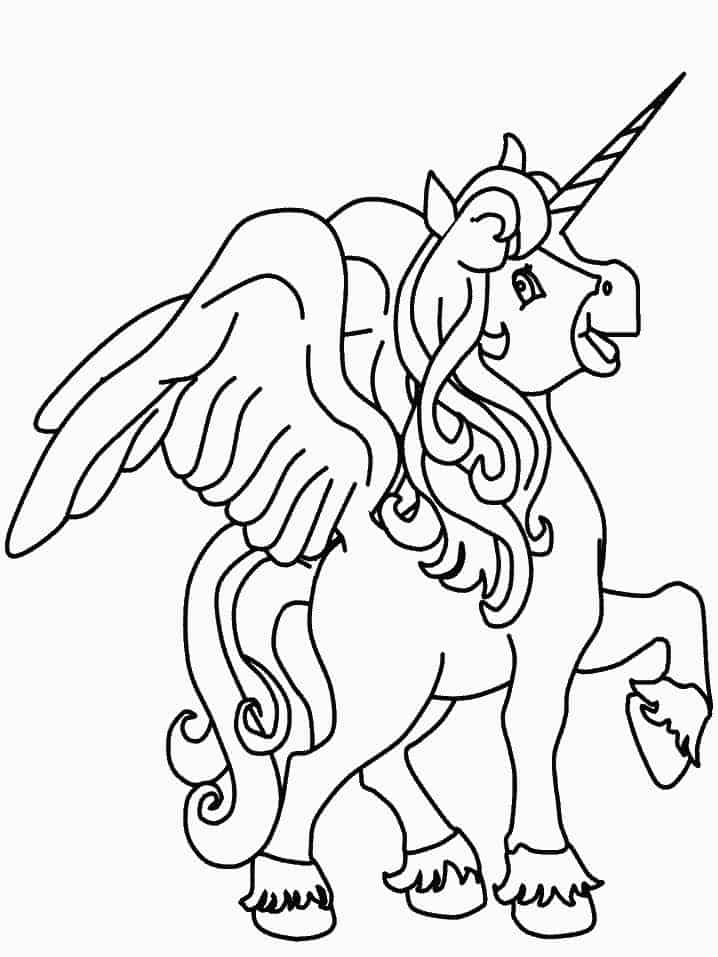 Winged Unicorn Coloring Pages