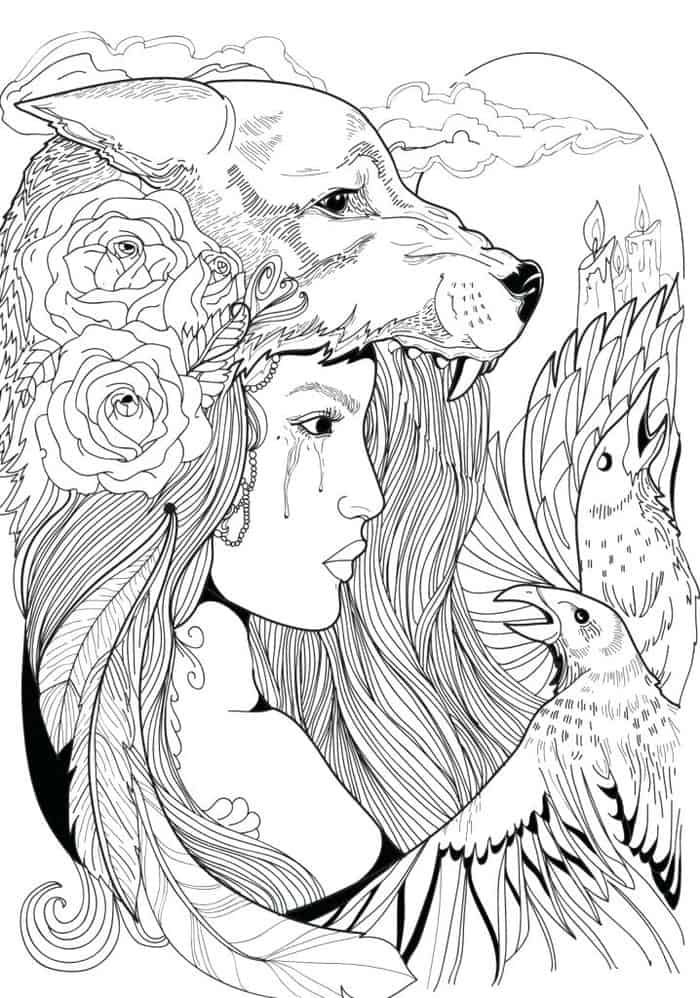 Angel Wolf Coloring Pages