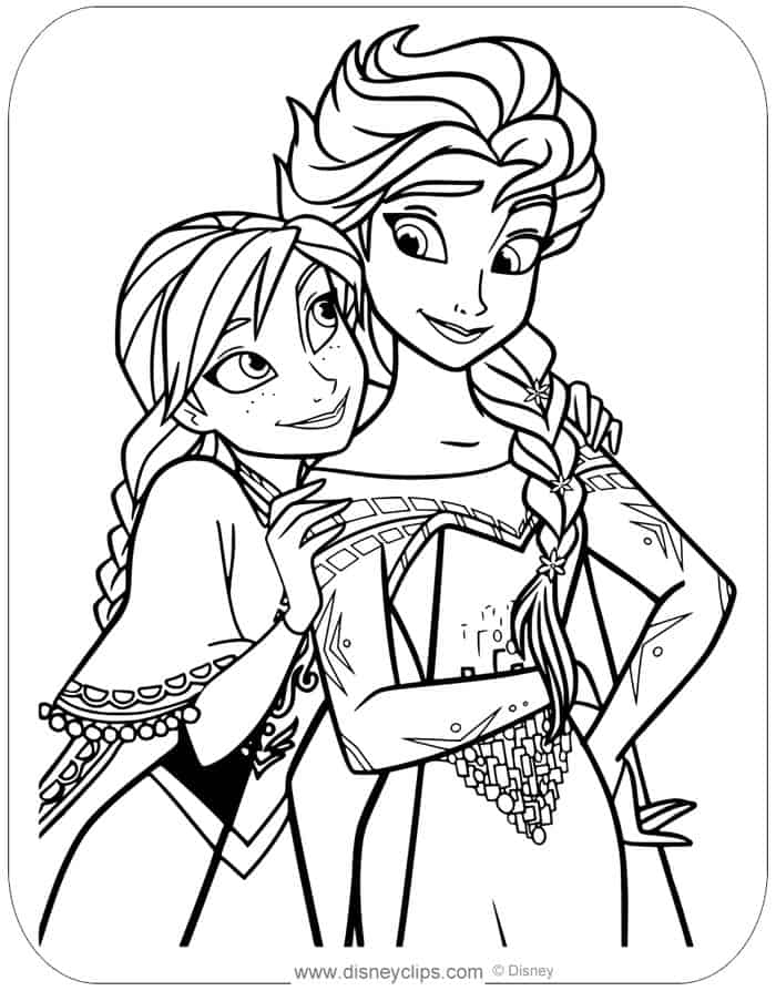 Anna And Elsa Coloring Pages