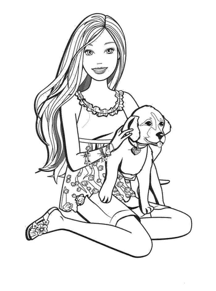 Barbie And Dog Coloring Pages