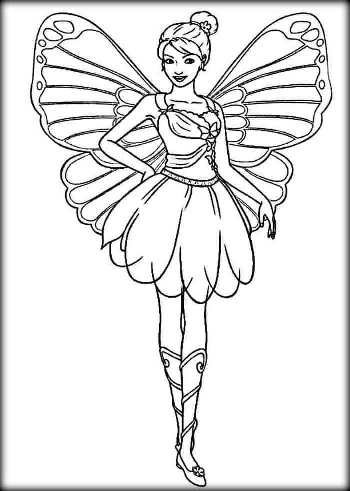 Barbie Butterfly Coloring Pages