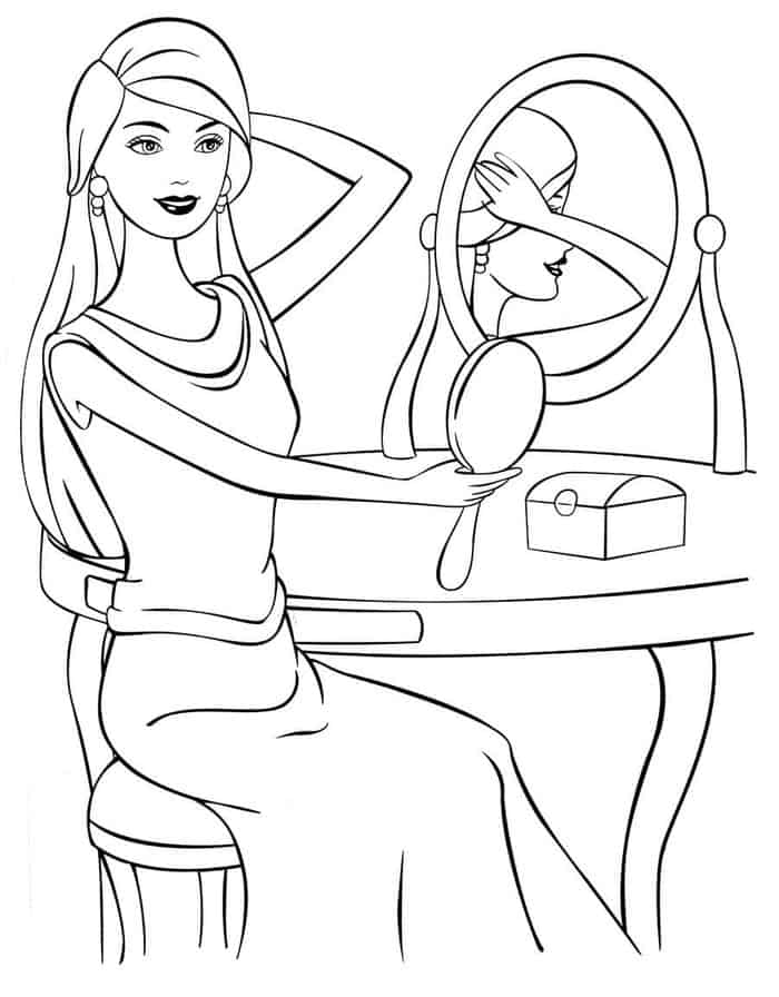 Barbie Make Up Coloring Pages