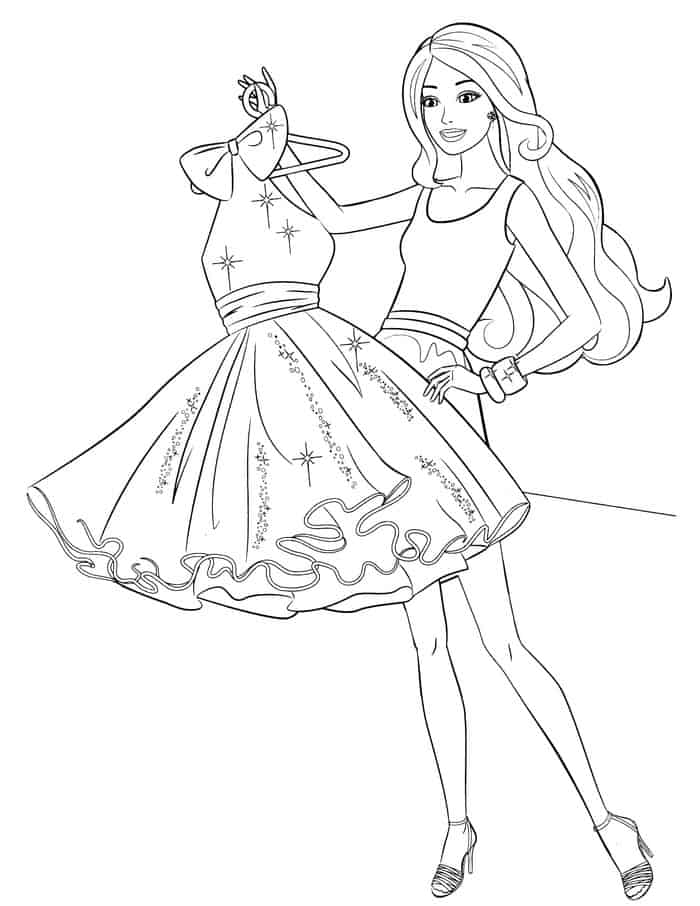 Barbie Picking Dress Coloring Pages