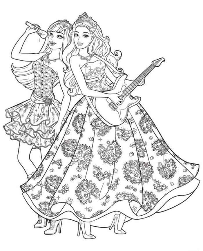 Barbie Princess And The Popstar Coloring Pages