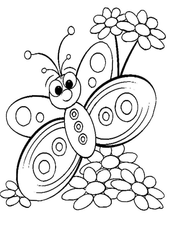 Butterfly And Flower Coloring Pages For Kids
