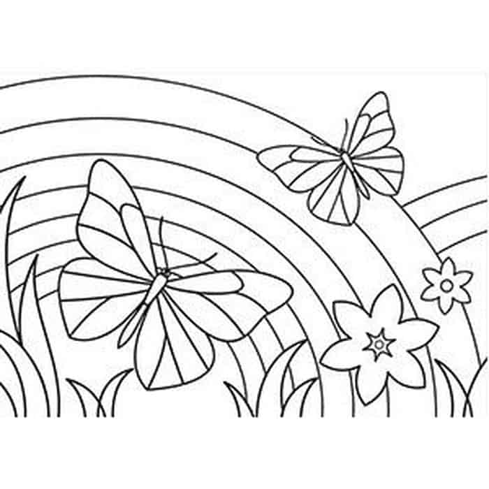 Butterfly And Rainbow Coloring Pages