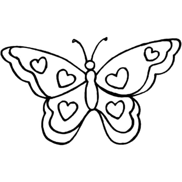 Butterfly With Hearts Coloring Pages