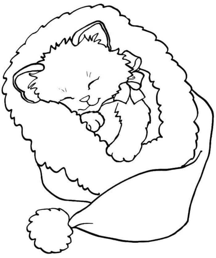 Cat Christmas Coloring Pages