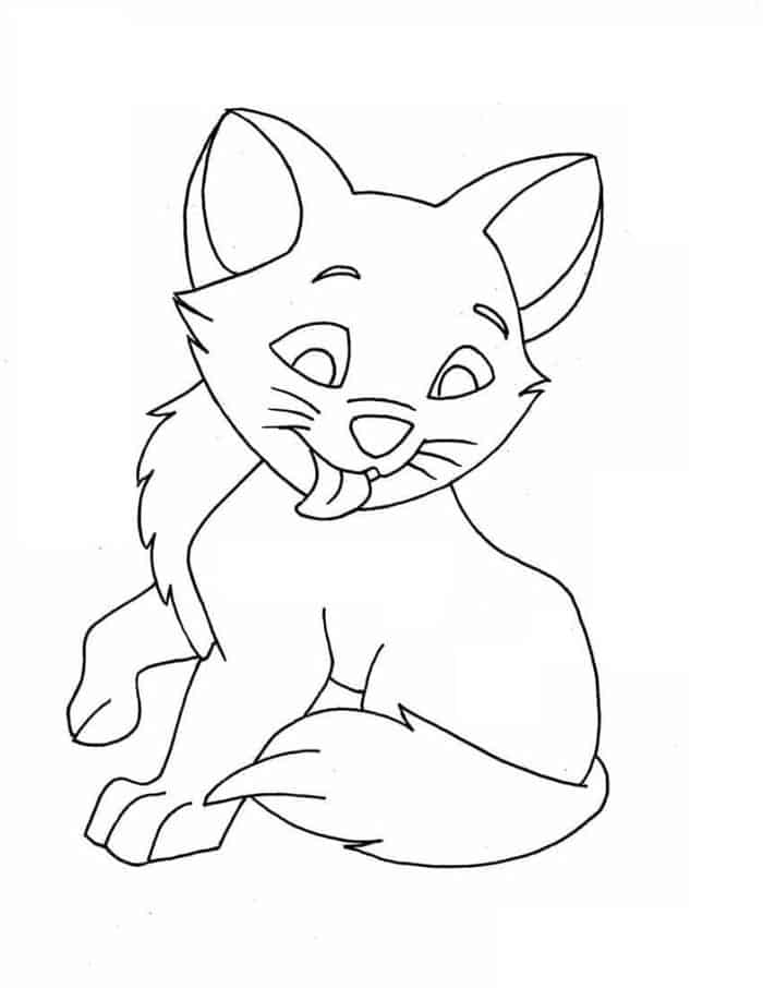 Cat Licking Coloring Pages