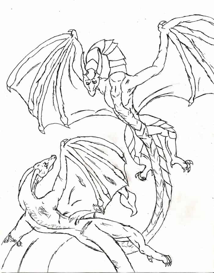 Dragon Fighting Coloring Pages