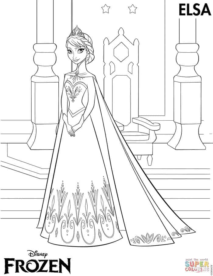 Elsa Coronation Coloring Page