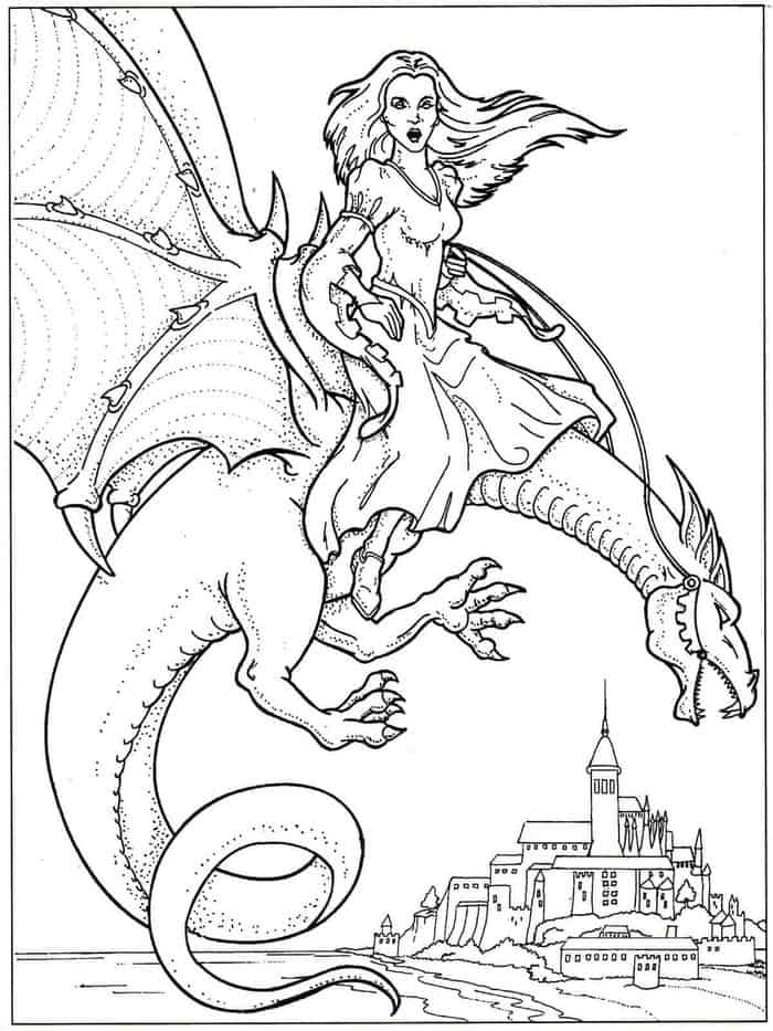 Fairy And Dragon Coloring Pages