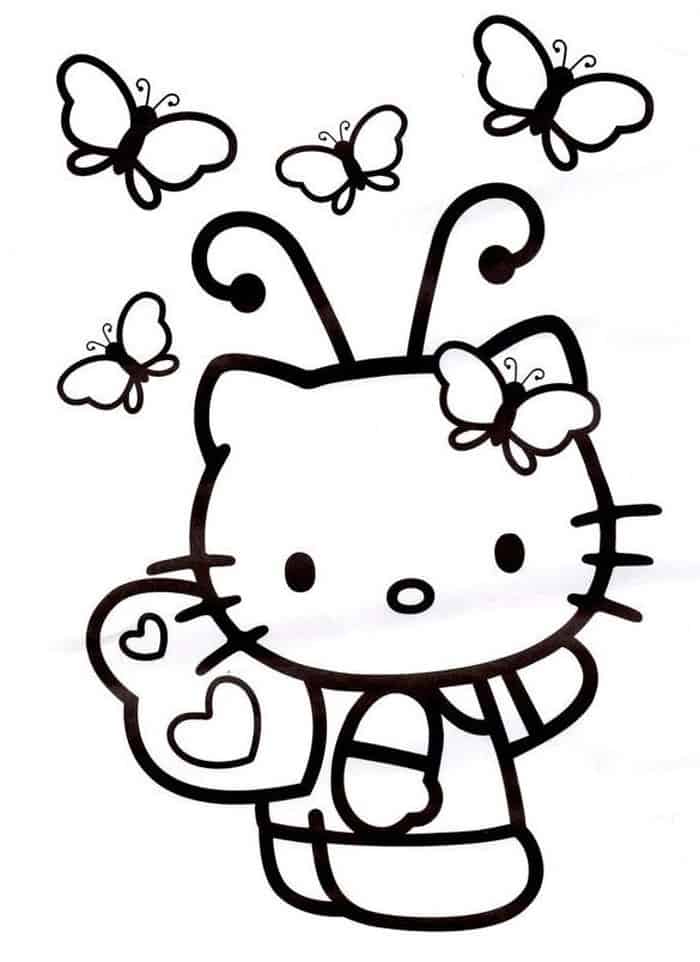 Hello Kitty Butterfly Coloring Pages
