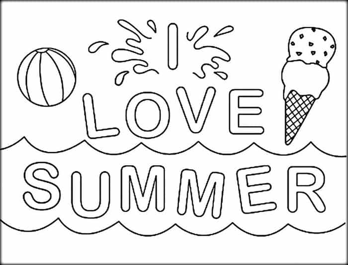 I Love Summer Coloring Pages