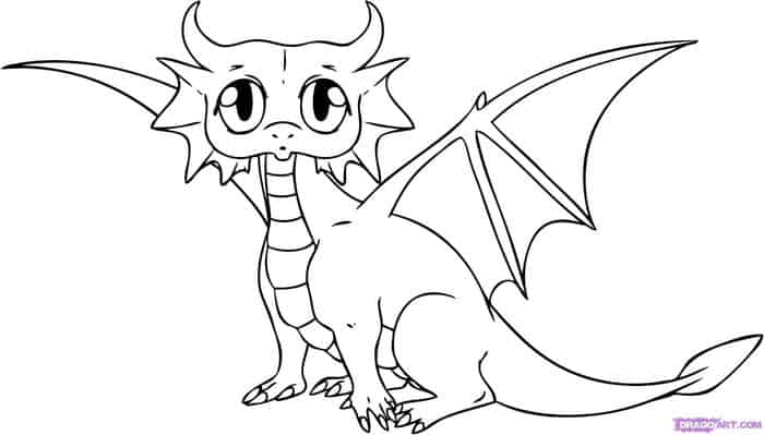 Kawaii Dragon Coloring Pages
