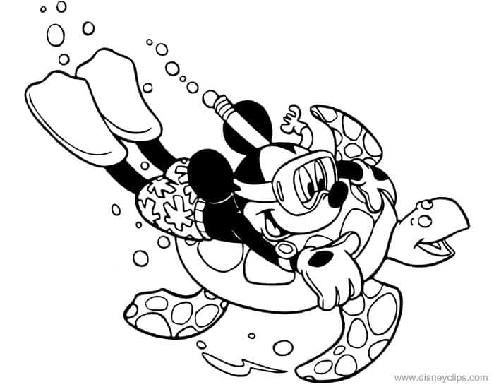 Mickey Scubadiving Coloring